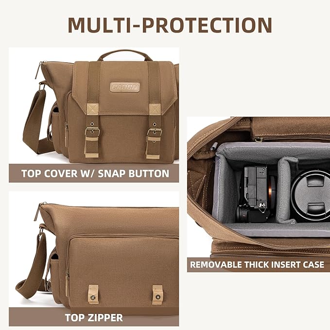 CADeN Camera Bag Case Canvas Compatible for Nikon, Canon, Sony DSLR/SLR Mirrorless Camera with Tripod Holder, Camera Shoulder Messenger Bag for Men/Women (1.0 Brown) - Image 3
