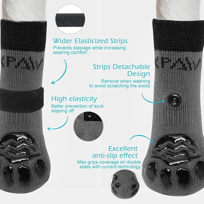 EXPAWLORER Anti-Slip Dog Socks,Dog Boots&Paw Protectors to Prevent Licking,Dog Shoes for Hot/Cold Pavement, Double Sides Non-Skid Traction Control on Hardwood Floor for Senior Dogs - Image 2
