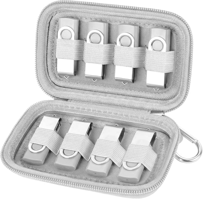 ALKOO Flash Drive Case USB Storage Case, Thumb Drive Holder, Holds 8, Black | Hard Shell, 8 Elastic Slots for USB Drives and SD/Memory Cards, Portable Travel and Office Organizer, Case Only, Black by ALKOO