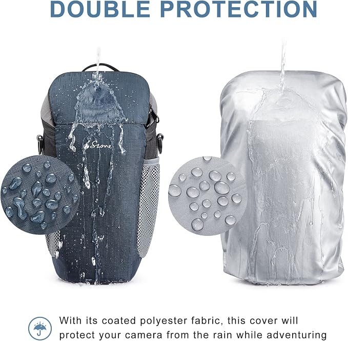 S-ZONE Camera Bag DSLR/SLR Waterproof Camera Case for Photographers Holster Compatible with Nikon Canon Sony | Strong Buckle,Rain Cover,Compatible with Nikon Canon Sony - Image 3