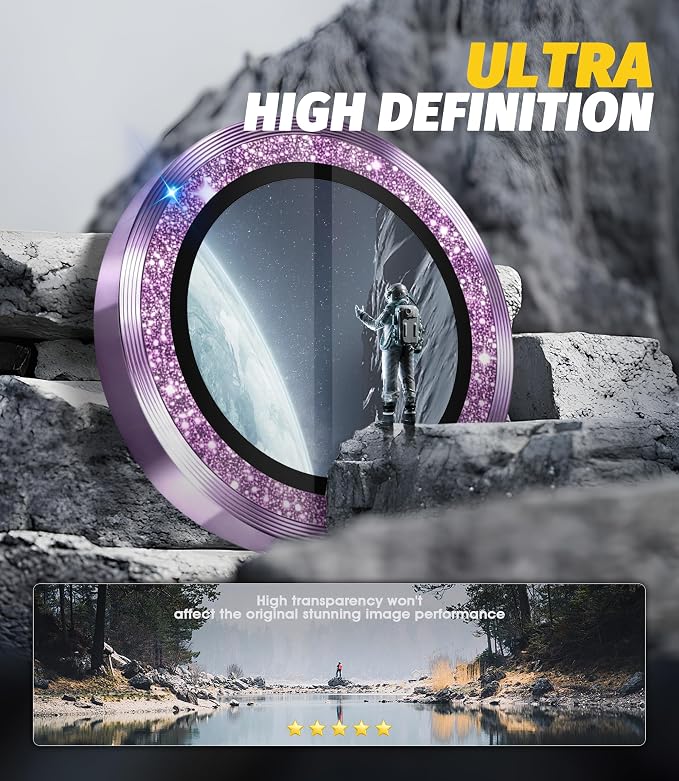 Orzero (2 Sets) Camera Lens Protector for Samsung Galaxy Z Fold 8 Ultra, [EZ Install] [Case-Friendly] 9H Tempered Glass Bling Lens Cover Accessories, Military-Grade Shockproof, HD Clarity Anti-Glare - Glitter Purple - Image 4