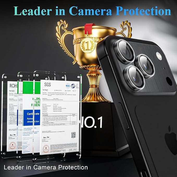 YWXTW Camera Lens Protector for iPhone 17 Pro/iPhone 17 Pro Max, [1 Step Installation Tray] Tempered Glass Screen Protector Metal Individual Camera Cover Accessories Case Friendly (Transparent-2Pack) - Image 2