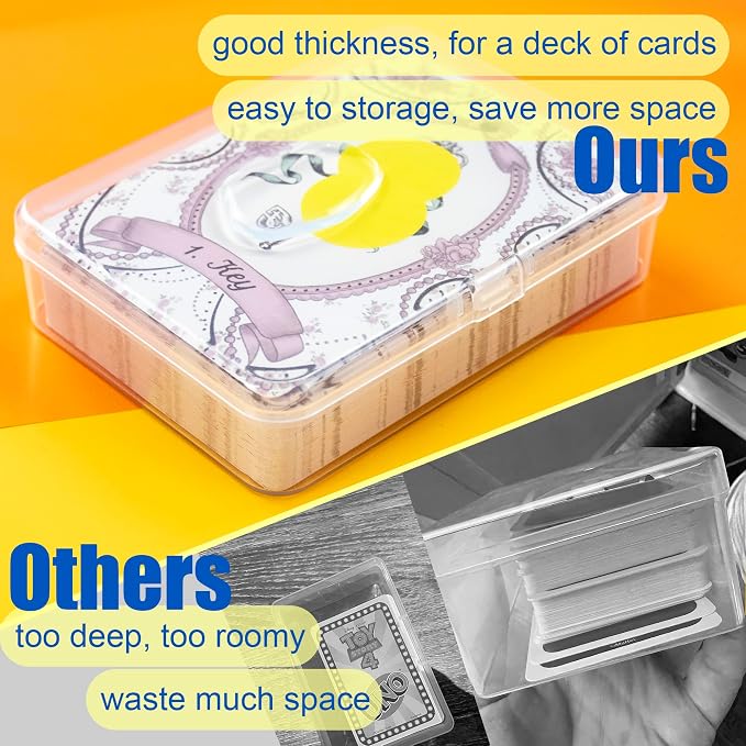 JINUPHION 4 Pcs Playing Card Case, for Go Fish/Old Maid/Oracle Card/Other Larger Than Standard Size Cards, Plastic Clear Card Deck Box Storage, 4 1/2" × 3 1/4" × 1 1/8" (NO Cards) - Image 5