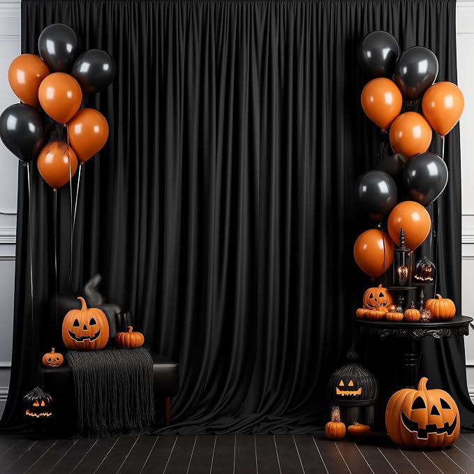 Black Backdrop Curtain for Parties Backdrop Drapes, 3Pack 10x10FT | Wrinkle Free Polyester Curtain Backdrop Draping Fabric for Backdrop Photoshoot Birthday Party Background,6 Panel 5x10FT - Image 6