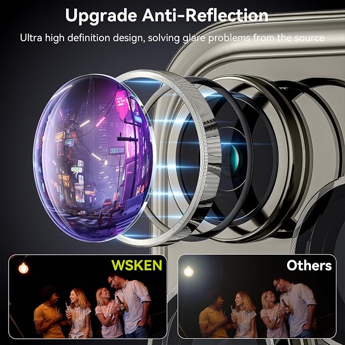 WSKEN for iPhone 15 Pro/iPhone 15 Pro Max Camera Lens Protector,[Keep Original Shooting] Shatterproof 9H Tempered Glass Camera Screen Protector Metal Ring Cover Film Accessories,Grey Titanium - Image 2