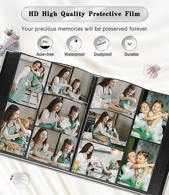 Ejblfe Photo Album 4x6,Linen Cover Slide-in Photo Album Book Can Holds 600 4x6 Photos with 60 Black Sheets for Family,Wedding,Baby and Holiday Pictures (Gray) - Image 4