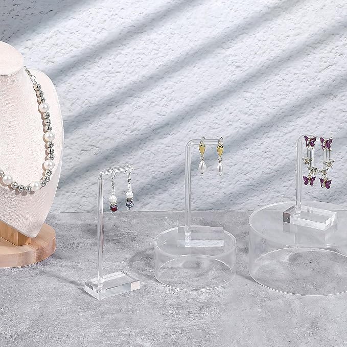 Bremorou 3 Pcs Acrylic Earrings Display Holder Clear Earring Stand Jewelry Display For Show Earring Display Jewelry Holder Organizer For Necklaces Bracelet Vendors Women And Photo Selling - Image 6