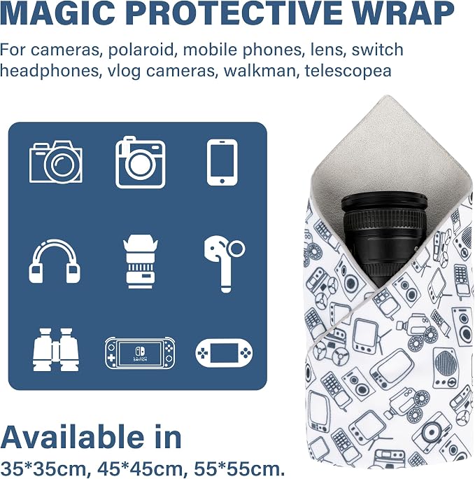 Walking Way Protective Wrap, Self-Adhesive Magic Cloth Camera Wrap, Storage Cloth, Anti-Scratch, Dustproof, Washable Lens Pouch for DSLR, Smartphones, Laptops, Cosmetic - Image 2