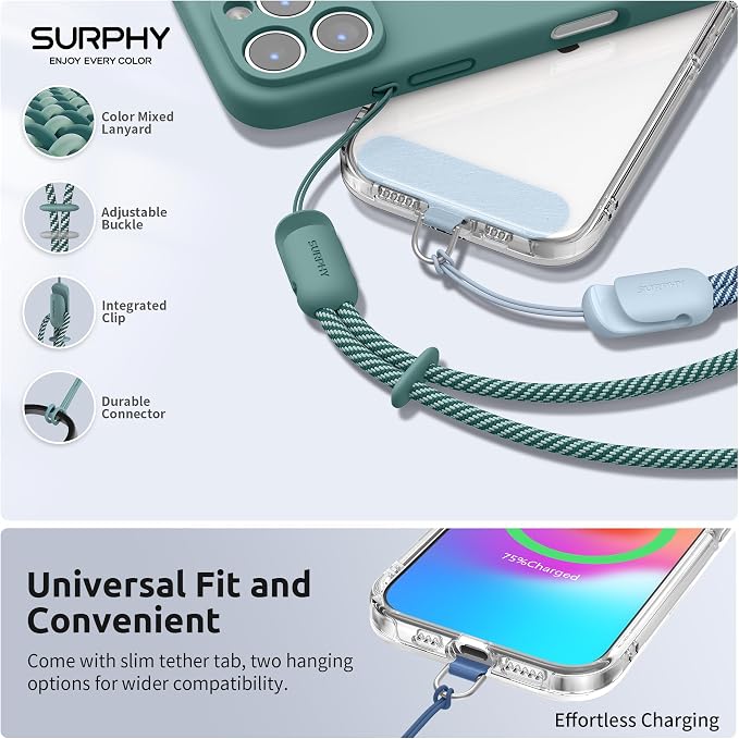SURPHY 3 Pack Phone Wrist Strap, Phone Lanyard with Cellphone Tether Tab | Phone Strap Charm, Camera Wrist Strap with 2-Color Braided, Phone Wristlet, Wrist Lanyard for Case - Image 2