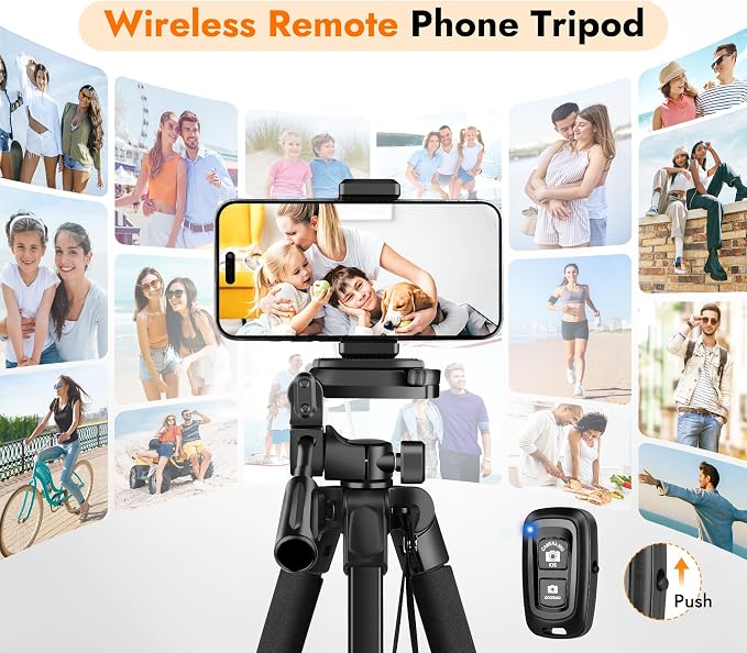 JOILCAN Phone Tripod Stand - 67" Aluminum Extendable Tripod with Remote | Portable Tripods for iPhone Photos Selfie & Video, Compatible with iPhone DSLR Camera Projector - Image 4