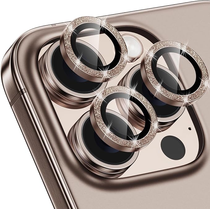 for iPhone 16 Pro/16 Pro Max Camera Lens Protector Glitter, Desert | Individual Metal, 9H Hardness, Scratch Resistant, Shockproof, Drop Protection, Case Friendly, Stylish Accessories by Xfilm