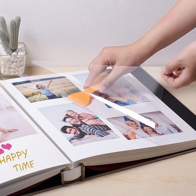 Large Photo Album Self Adhesive 4x6 5x7 3x5 8.5x11 Scrapbook Magnetic Album DIY Scrap Book Length 13 x Width 12.8 (Inches) 120 Sticky Pages Linen Cover DIY Photo Album (Brown) - Image 2
