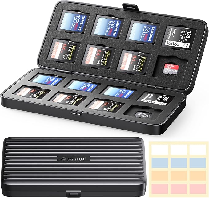 ORICO 32 Slots Memory Card Case, Waterproof & Anti-Shock Portable SD/TF Cards Holder for 16 SDXC SDHC + 16 TF Cards Slots Storage Case Camera Accessories for Photography MSCD-2 Black by ORICO