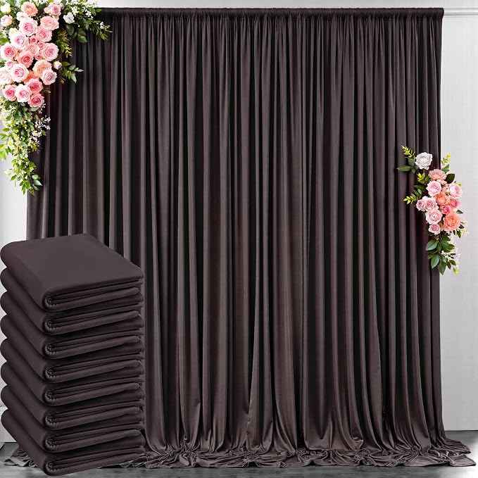 40 ft x 10 ft Wrinkle Free Brown Backdrop Curtain for Parties, Wedding Brown Photo Backdrop Drapes, Fabric 8 Panels 5ft x 10ft for Baby Shower Photoshoot Engagement Birthday Photography Background by Outpain