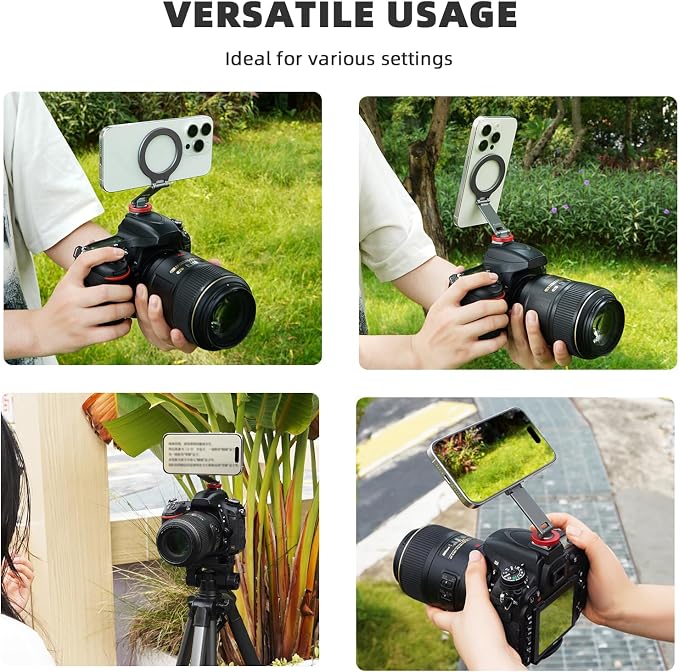 BRDRC Cold Shoe Phone Mount Holder, Tripod Mount for iPhone Magsafe Magnetic Hot Shoe Camera Adapter with 1/4" Screw Hole for DJI Ronin Samsung Canon Nikon DSLR Photography Accessories - Image 4