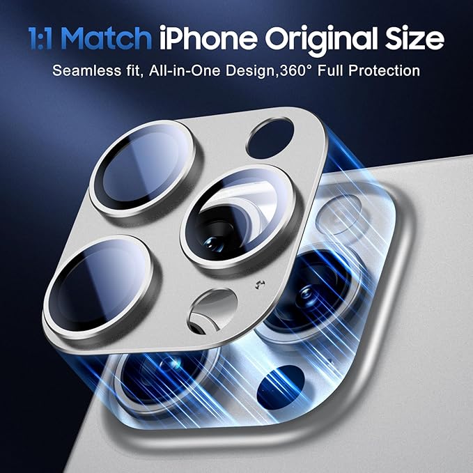UniqueMe for 3 Pack iPhone 15 Pro/15 ProMax Camera Lens Protector-All-Silve | Drop Protection, Case Friendly, Camera Cover Screen, Update New Version - Image 5