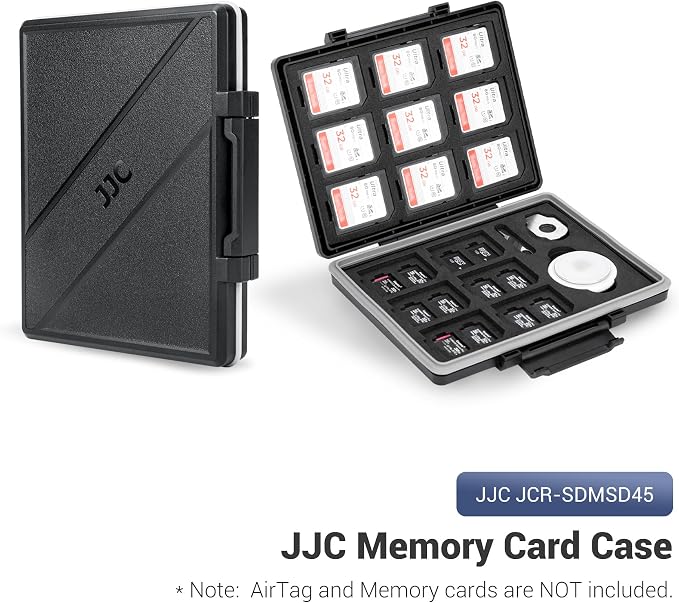 JJC 45 Slots Memory Card Case for 30 Micro SD and 15 SD Cards with AirTag Slot, Water-Resistant Anti-Shock Anti-Dust, Micro SDHC/SDXC TF Card and SD/SDHC/SDXC Holder Organizer Storage - Image 9