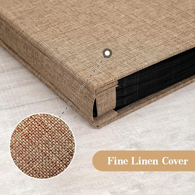 potricher Photo Album 4x6 Pictures, 100 Pockets, Linen Cover, Khaki | Linen Cover, Front Window, Large Capacity 4x6 Picture Albums, Photo Book for Family, Wedding, Anniversary, Baby, Keepsake - Image 6