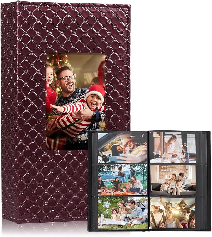 RECUTMS Photo Album 4x6 Pictures, 300 Pockets Large Capacity Picture Album | Acid-Free Black Pages, Leather Cover, Horizontal Pockets, Custom Photo Cover, Perfect for Wedding, Family&Trave by RECUTMS