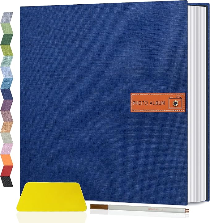 Popotop Large Photo Album Self Adhesive 4x6 5x7 8x10 Scrapbook Album DIY Picture Book,Gifts for Mom,Family Baby and Wedding,with Metal Pen and Plastic Board by Popotop