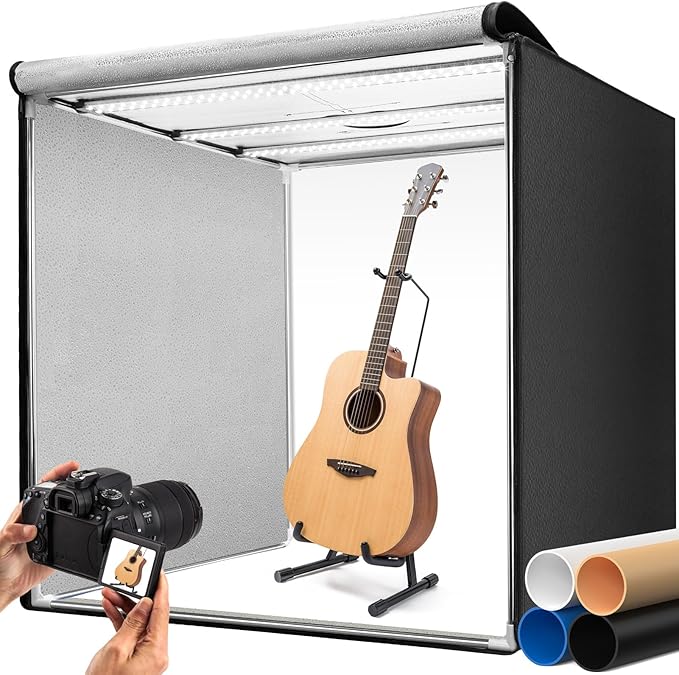 Light Box Photography 39×39 inch, 210 LED Large Photo Light Box with 3 Stepless Dimming Light Panels & 4 Matte PP Backdrops, Professional Photo Background Shooting Tent for Product Photography by DUCLUS