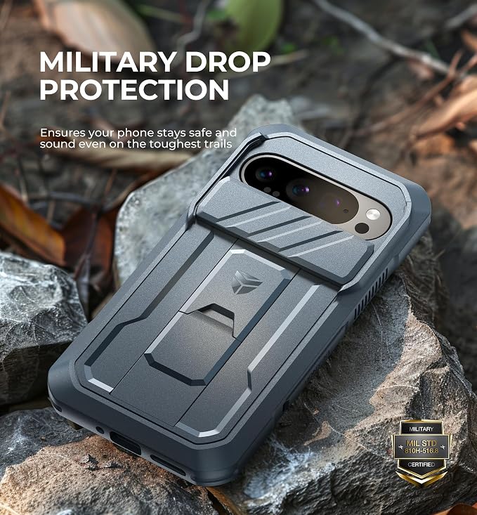 Dexnor for Google Pixel 9 Pro Case with Slide Camera Cover & Built-in Screen Protector & Heavy-Duty Kickstand,Full-Body Protective Cover Rugged Bumper Cases for Pixel 9 Pro,Navy Blue(2024) - Image 6