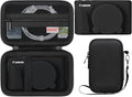 BOVKE Hard Case + Silicone Cover for Canon PowerShot SX740 HS Camera, Black | SX740 SX730 Digital Camera Shockproof EVA Storage Bag & Soft Silicone Protective Case with Removable Lens Cover, Wrist Strap by BOVKE
