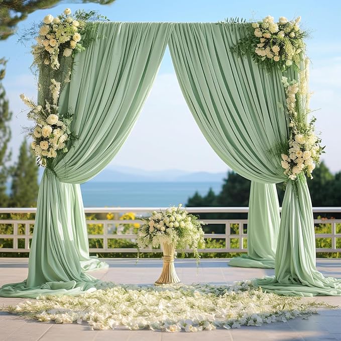 10x8ft Wrinkle Free Sage Green Backdrop Curtains for Parties, Polyester Photo Backdrop Drapes for Wedding Birthday Party Photography Background Curtains Decoration - Image 7