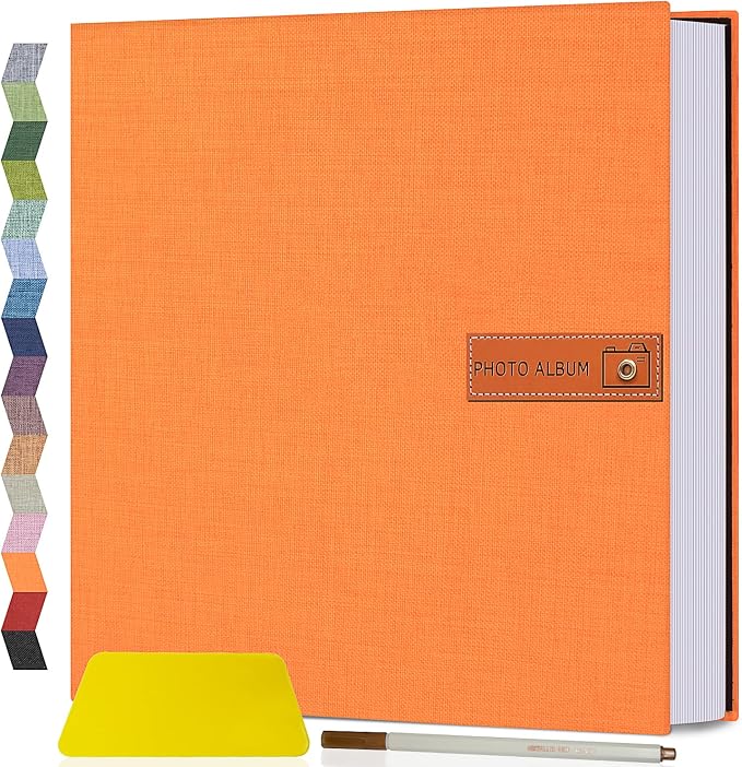 Popotop Large Photo Album Self Adhesive 4x6 5x7 8x10 Scrapbook Album DIY Picture Book,Gifts for Mom,Family Baby and Wedding,with Metal Pen and Plastic Board by Popotop