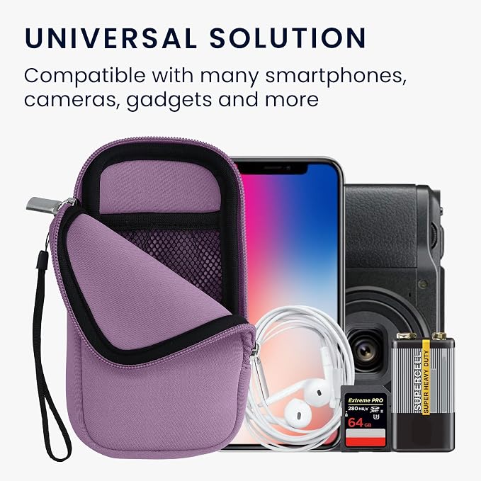 kwmobile Universal Phone Pouch Size L - 6.5" - Neoprene Smartphone Pouch with Zip - Water-Repellent Mobile Phone Case - Sleeve in Lavender - Image 4
