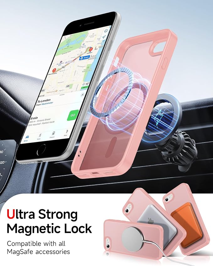 LeYi for iPhone 7-Case Pink: iPhone SE Cases with [Screen Protector X2+ Camera CoverX2] i Phone 8 Cover for Magsafe Magnetic SE 3 3rd Generation SE 2 2nd Second Protective iPhone8 iPhone7, Pink - Image 5