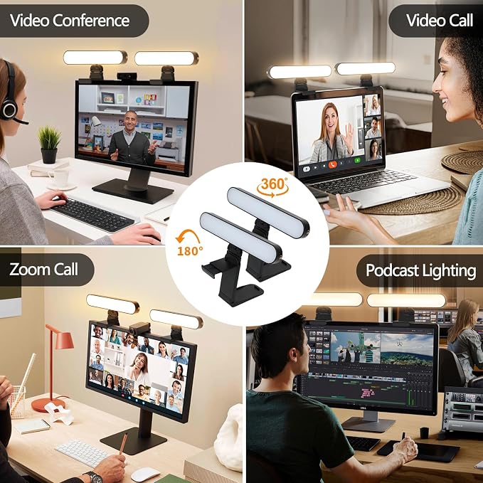 Dual-lamp Video Conference Lighting, LED Streaming Light with Remote and Touch Control, Zoom Lighting for Computer,Webcam Laptop Monitor Ring Light for Video Calls/Zoom Meetings/Video Recording - Image 5