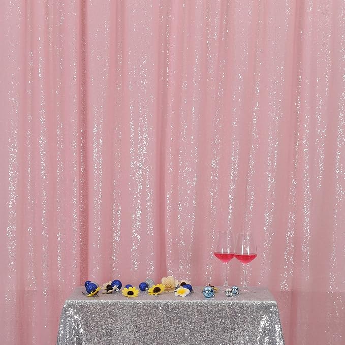 Poise3EHome Pink Sequin Backdrop, 10Ft x 10Ft Glitter Photography Background Curtains for Party Baby Shower Wedding Birthday Christmas Thanksgiving Halloween Decoration by Poise3EHome