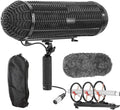 Movo BWS1000 Blimp Wind & Vibration Protection System for Shotgun Microphones - Features 12-point Internal Shockmount, Integrated XLR Cable, Furry Deadcat Windscreen & Grip Handle with Boom Attachment by Movo
