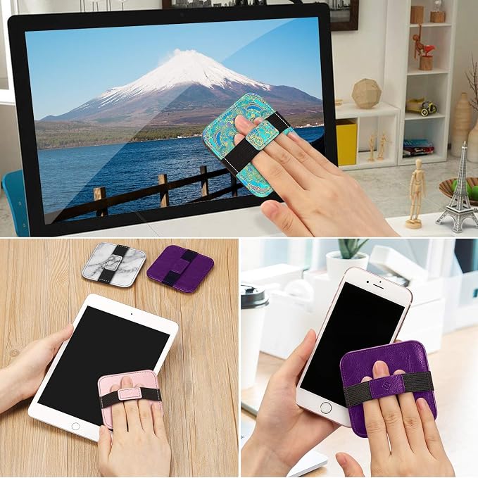 Fintie Screen Cleaning Pad, [4 Pack] Soft Cloth Car Phone Screen Cleaner | Microfiber Wipe Cleaning with Elastic Strap for iPad, iPhone, MacBook, Tablets, Laptop, Monitor (Shades of Blue) - Image 6