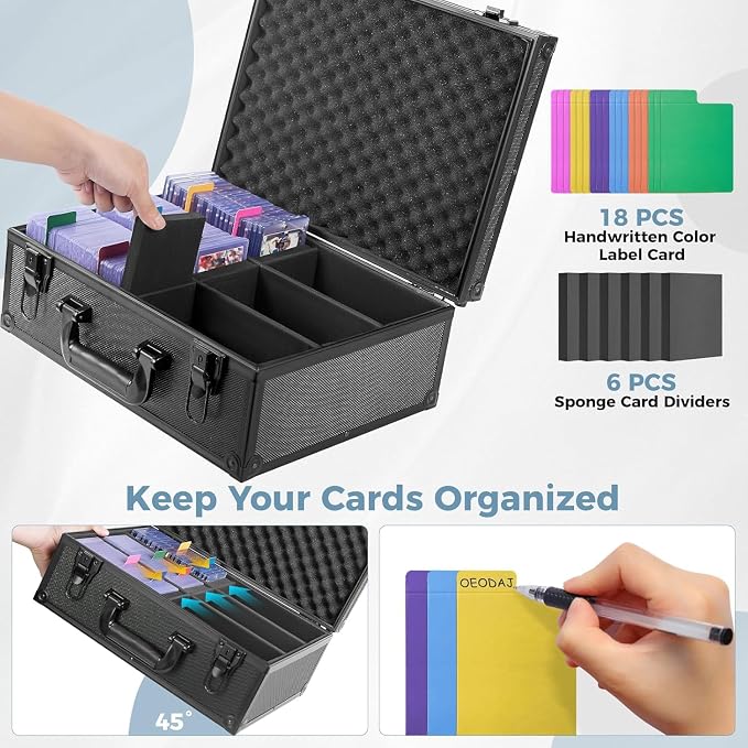 Trading Card Storage Box for 3" x 4" Top Loaders 610+, Sports Cards Case | Baseball Card Storage with 18 Color Separators & 6 Foam Dividers, Card Box Fits Toploaders, Hard Sleeves, Magnetic Holder - Image 4