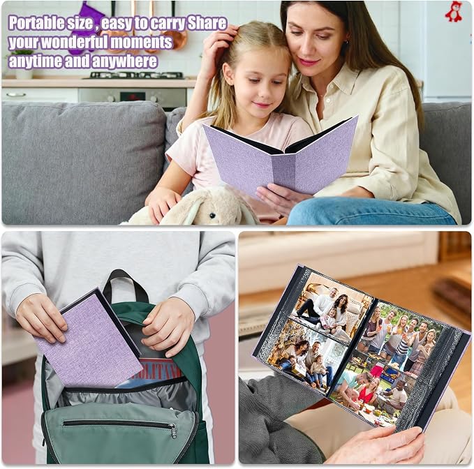 Photo Album 4x6 200 Pockets for Wedding Gifts,Linen Hardcover Picture Albums for Family Anniversary Baby Vacation Pictures - Image 6