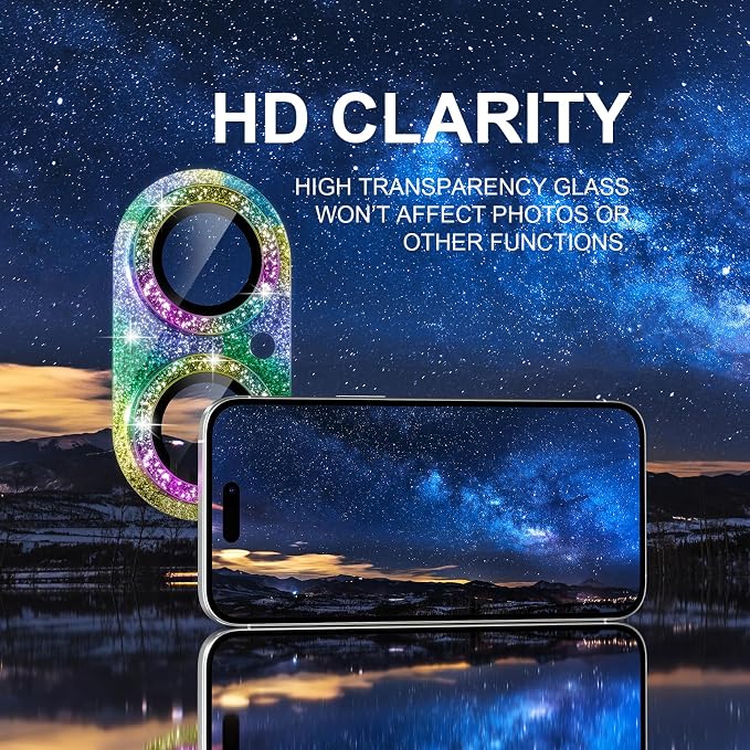 Choiche for iPhone 16 /iPhone 16 Plus Camera Lens Protector, Glitter-Colorful - Image 5