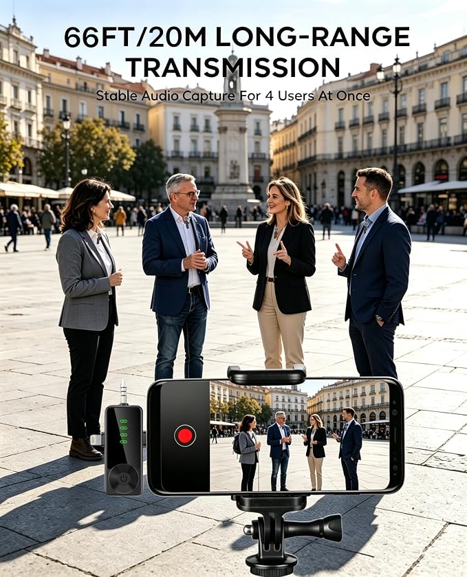 3 in 1/Four in one Wireless Lavalier Microphone for iPhone,iPad,Android,Camera,Computer,mini Noise Reduction Recording Mic Ultra-Low Delay,for Vlog/TikTok/YouTube Live Stream (3 Mic) - Image 7