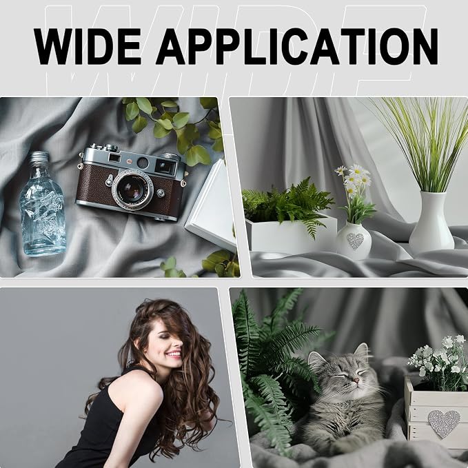 GFCC 5FTx7FT Grey Backdrop Background for Photography Photoshoot | Non-Reflective, Polyester Curtain, Easy Hang, Multipurpose Screen for Studio Photo Booth, Video Recording, Portrait, Party - Image 5