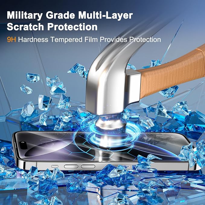 SIBEITU 3+3 Pack Screen Protector for iPhone 16 Pro 6.3 Inch Tempered Glass | 3 Pack Screen + 3 Pack Camera Lens Protector, 6.3 Inch HD Clear 9H Hardness, Scratch Resistant, Case Friendly - Image 5