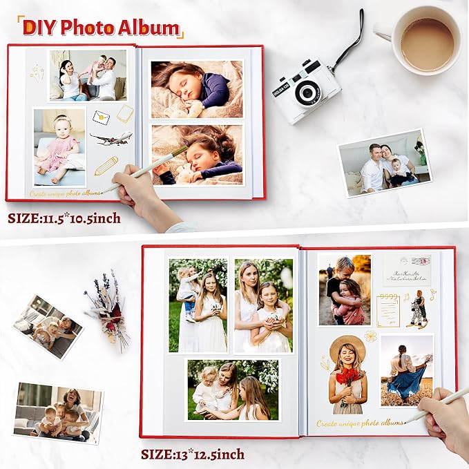 Artfeel Photo Album Self Adhesive Scrapbook,Large Photo Book for 4x6,5x7,8x10 Pictures,DIY Album for Baby Wedding Family Travel Birthday,with Metallic Pen and Scraper - Image 3