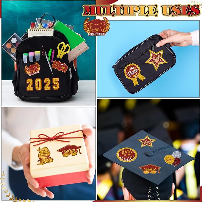 Glenmal Red Gold 14 Sheets Graduation Photo Display Board Sticker Class of 2026 Picture Display Stickers Accessories for 2026 Grad Party College Board Photo Frame Decor (12x10inch,8.3x8.3inch) - Image 5