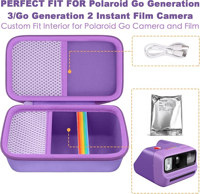 khanka Case for Polaroid Go Generation 3 Mini Instant Camera,Purple | Fits for Polaroid Go Generation 2(6282),Accessory Storage Pocket, Travel-Ready Portable Storage,Case Only - Image 5