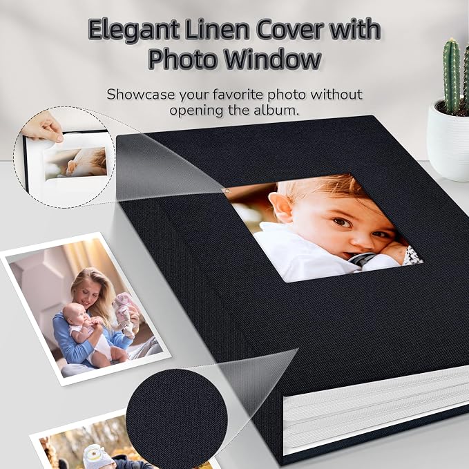 Popotop Photo Album 4x6-300 Photos Linen Cover Photo Books with 300 Horizontal Pockets,Slip-in Picture Albums for Family Wedding Anniversary Baby Vacation Pictures - Image 2