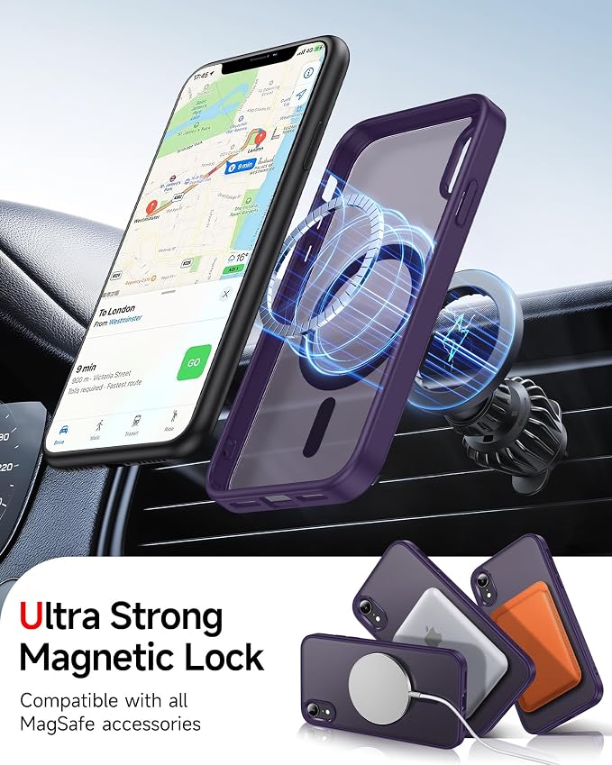 LeYi for iPhone-XR Phone Case Purple with Screen Protector X2 + Camera Cover X2:[ MagSafe Compatible] Magnetic Slim Cases for i Phone 10 iphoneXR Military Grade Protective Funda Para 10XR, Deep Purple - Image 5