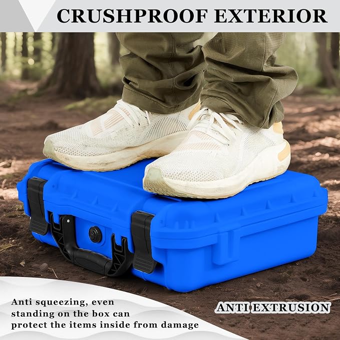 Relaxweex 1 Pcs Waterproof Hard Case with DIY Customizable Foam Insert Portable Protective Case with Knife for Camera Drones Equipments Tools Test Instruments(Blue,8.5 x 6.5 x 3.7 Inch) - Image 6