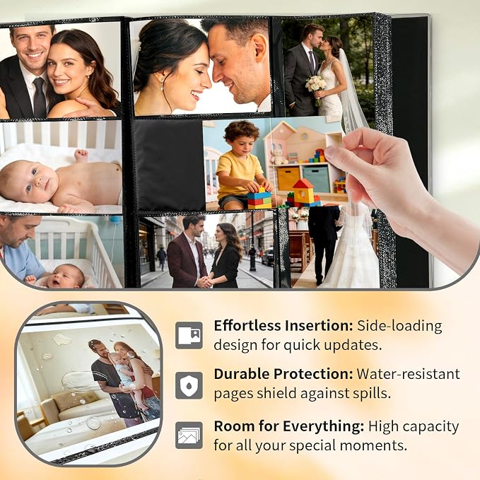Photo Album 4x6 600 Pockets Photos, Large Capacity Leather Cover Photo Book | Slip-In Horizontal & Vertical Pockets Acid-Free Waterproof Picture Albums Great for Family Baby Wedding Holiday & Anniversary - Image 3