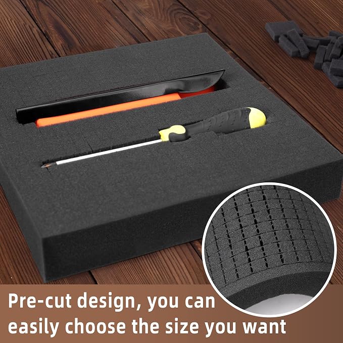 DECOHS 4 Pcs Pick and Pluck Foam- 12 x 12 x 2 Inch Pick Apart Foam Insert- Pluck Pre Cube Sheet Foams with Bottom Use for Board Game Box Cases Storage Drawer - Image 5