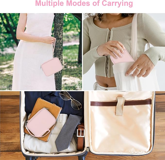 Canboc Carrying Case for KODAK PIXPRO C1 Friendly Zoom Digital Camera | For Canon PowerShot ELPH 360 HS A/ 360 HS/ 360/ IXY 650 Digital Camera, Mesh Pocket fit Cable, SD Card, Pink (Case Only) - Image 3